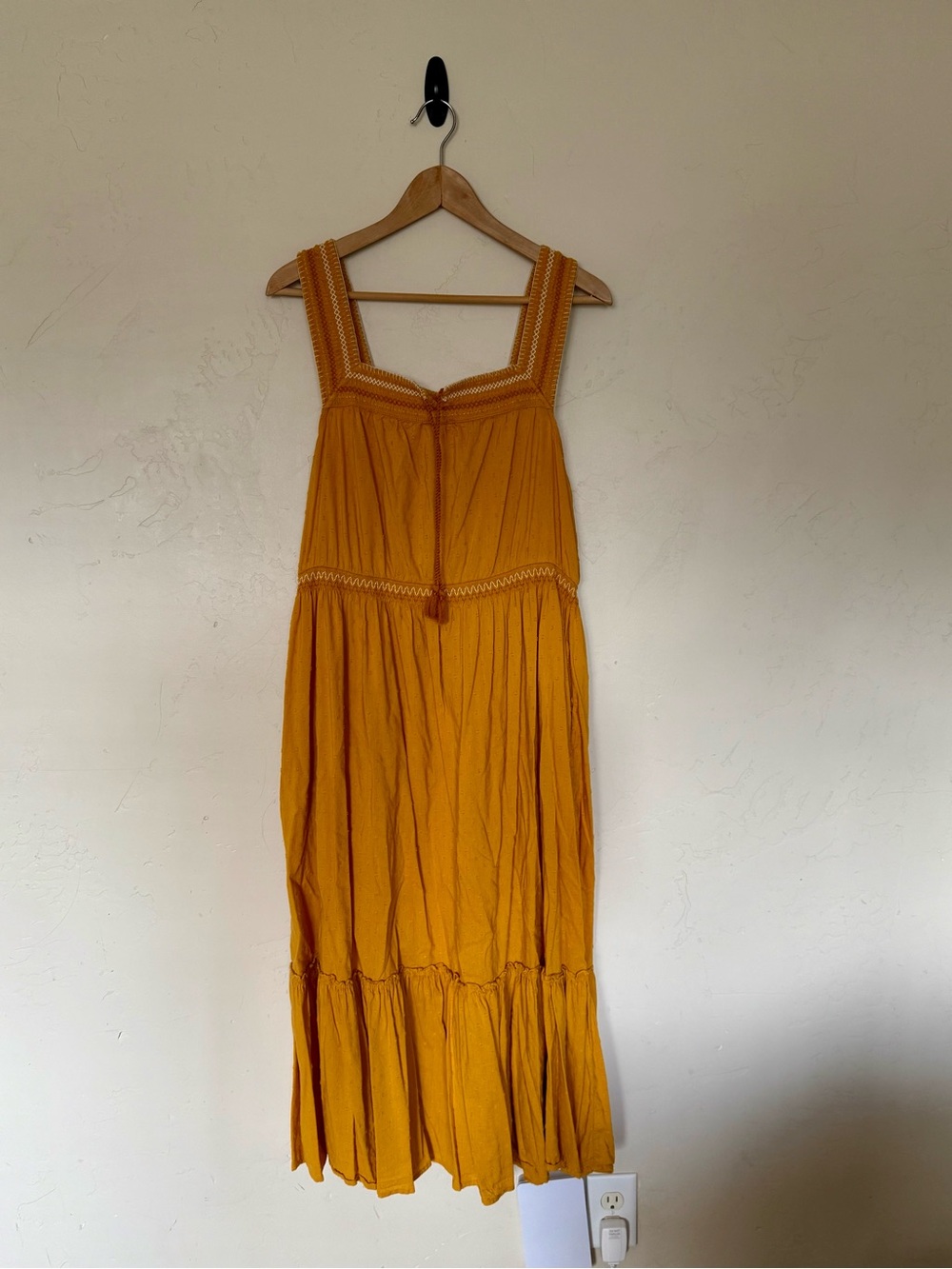 Old Navy Golden Yellow Tiered Maxi Dress with Crochet Straps